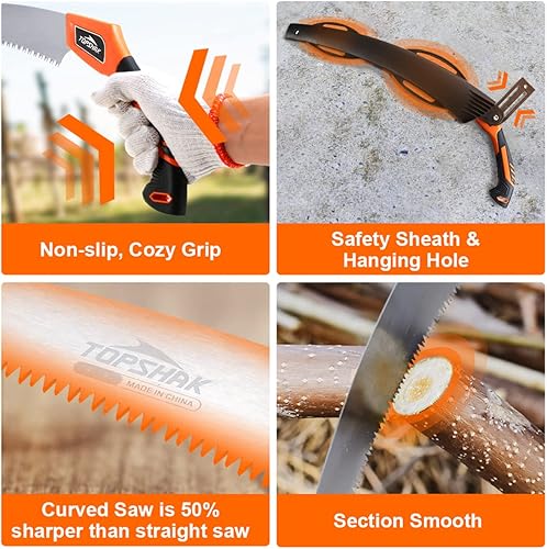 Miniatura 5 de Sierras de poda de mano de 13,8 pulgadas para cortar árboles Sierra de hoja curvada con dientes duros de acero SK-5