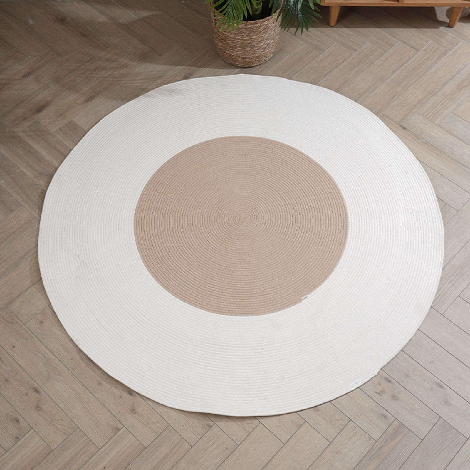 Moquette doux au toucher rond en jute et coton diamètre 100cm pour salon