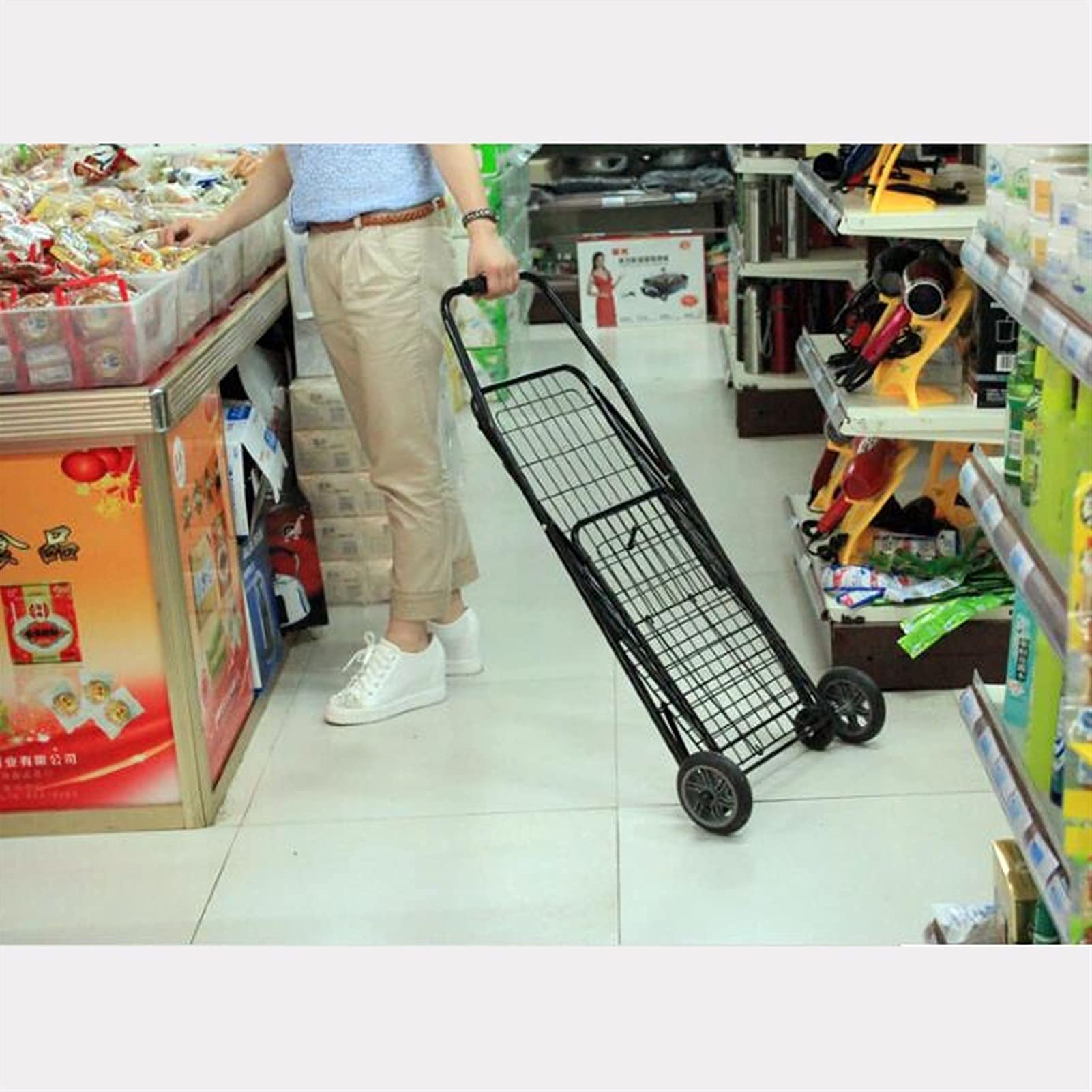 Carrito utilitario Plegable Ruedas giratorias Estructura de Aluminio Ideal la Compra comestibles (Rojo).