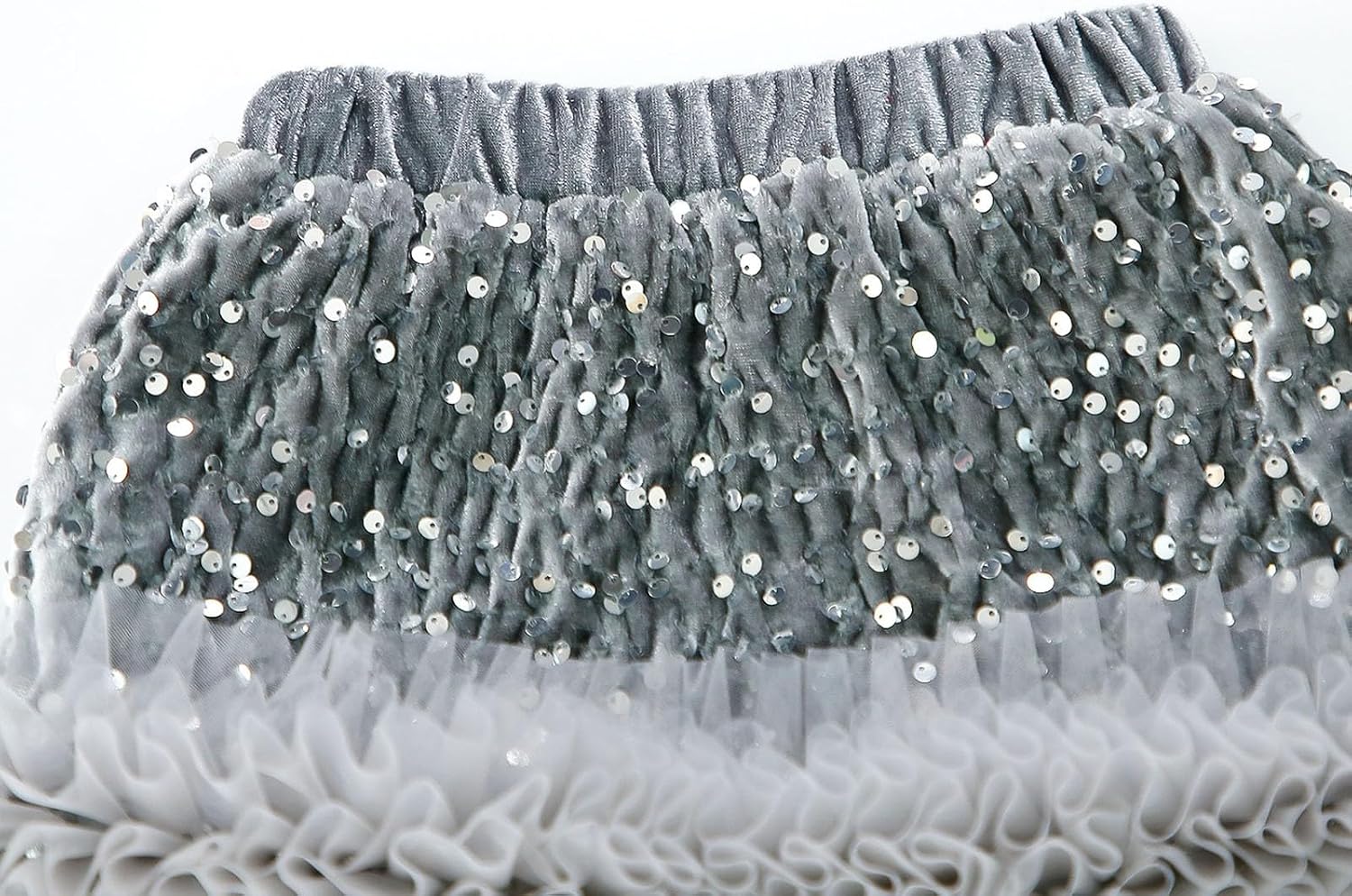 Sequin Tutu Skirt for Girls Sparkly Glitter Tulle Birthday Party Princess Dress Carnival Shiny Elastic Waist Short Skirt