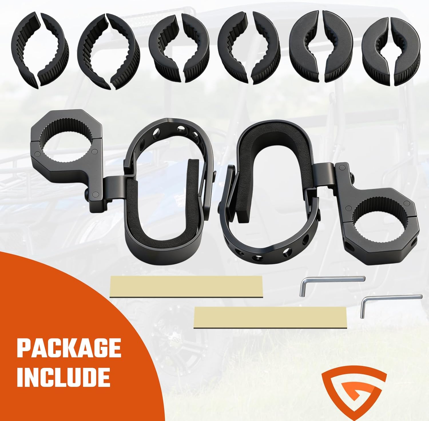 UTV Hunting Tool Holder,Roll Bar Tool Gun Rack Fits for 1", 1.5",1.75", and 2" Roll Bar UTV Rack, Gun Mount Compatible with Polaris RZR Ranger Can-Am Kawasaki Snowmobile Golf Cart