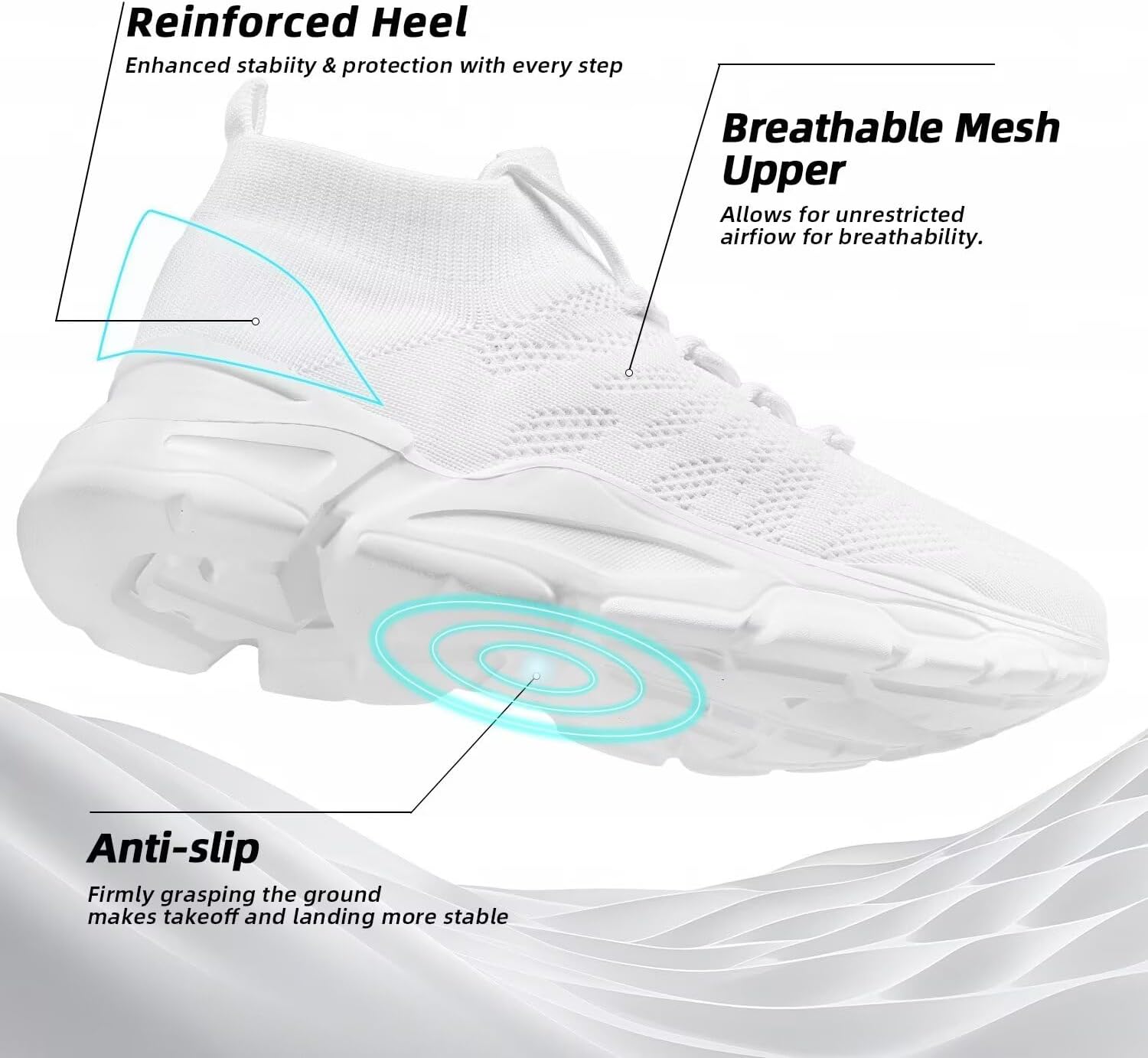 Mens Walking Shoes Running Athletic Sports Sneakers Slip on Mesh Lightweight Breathable Tennis Gym Soft Sole - Image 7