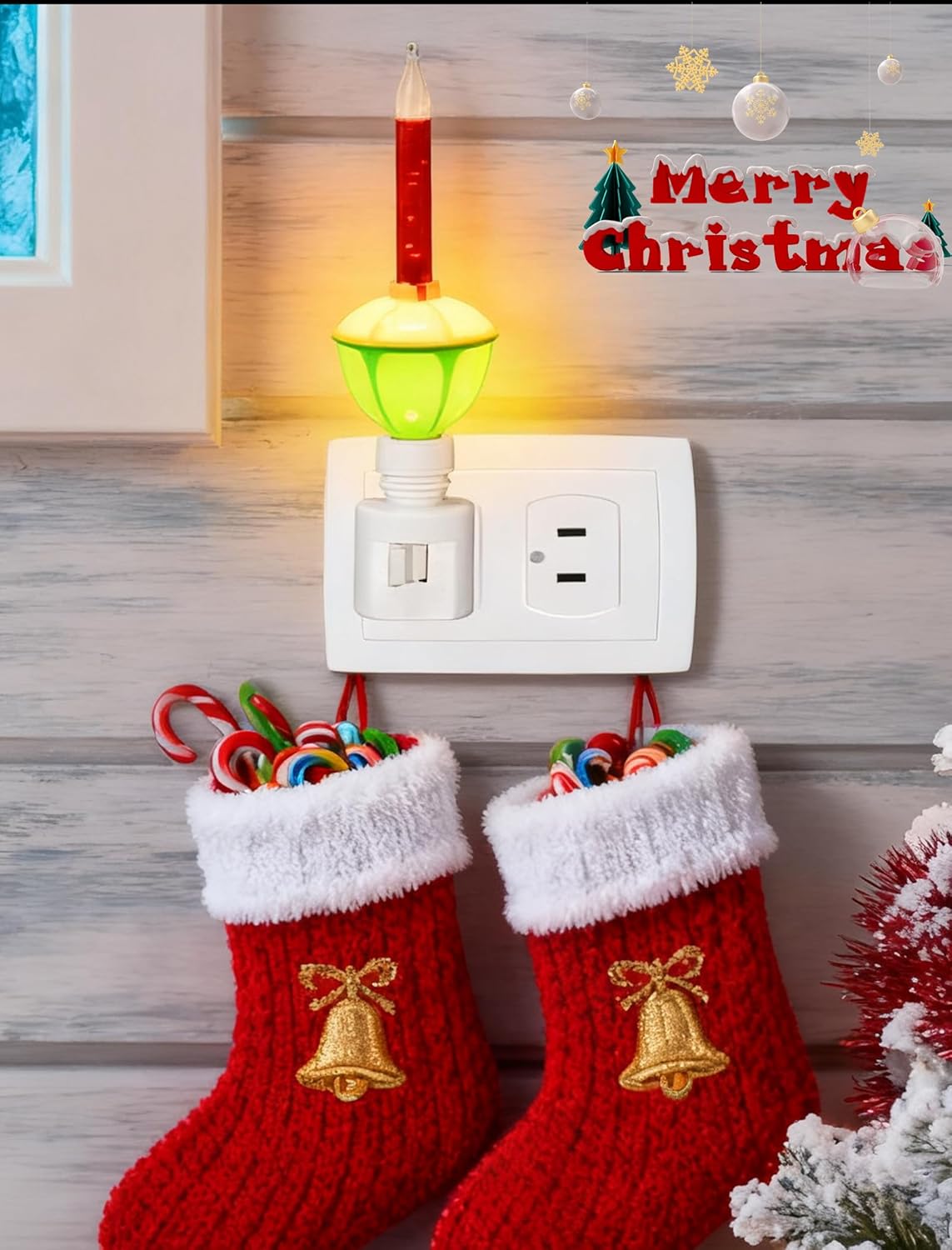 Abeja 1 Pack Multicolor Bubble Light Night Lights for Christmas Decor with 2 Vintage Bubble Light Bulbs(1 Spare) 5w Incandescent Bulb 120v Fits C7/ E12 Candelabra Base Swivel Plug-in Base