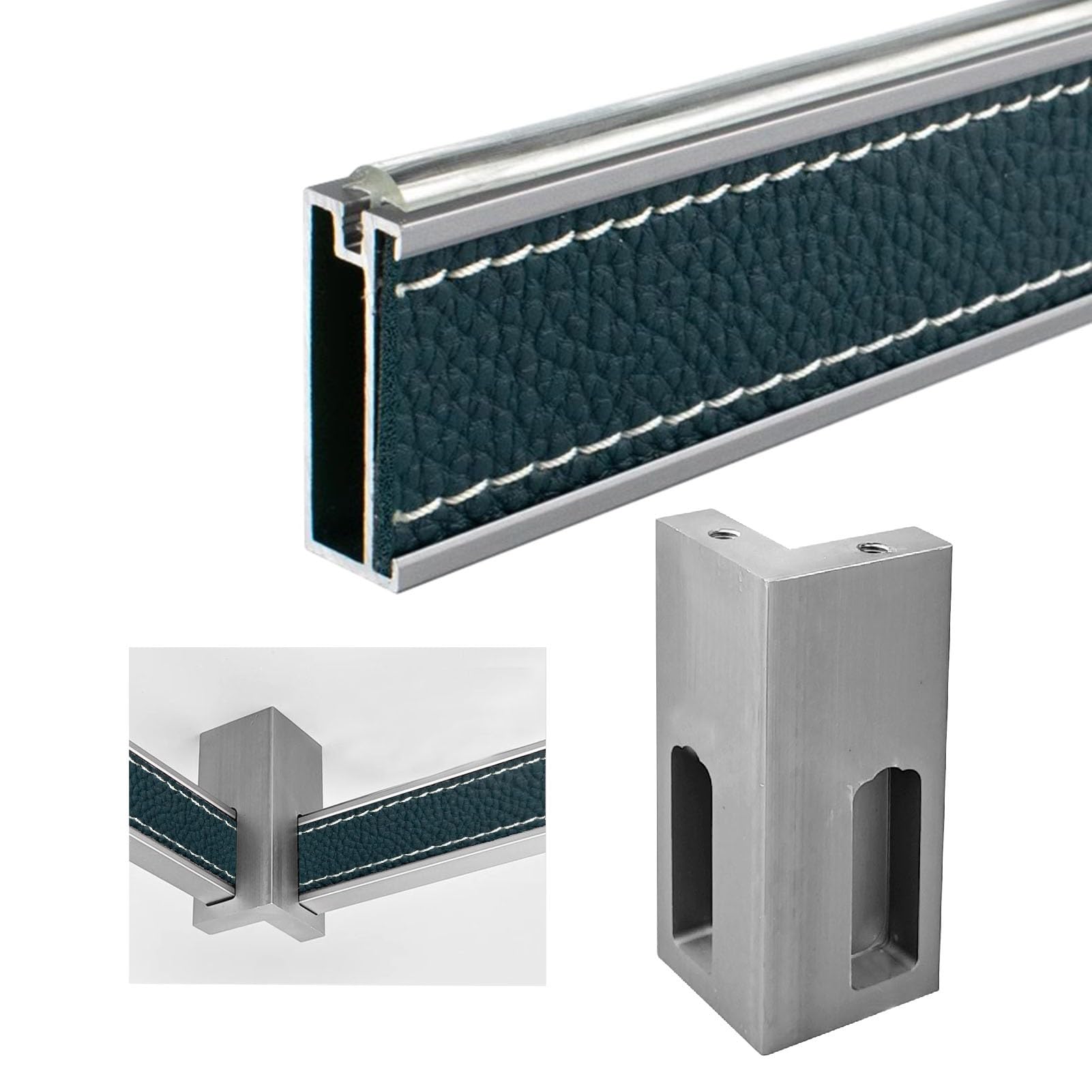 Wardrobe rail Rectangle Aluminum Alloy Closet Rod for Hanging Clothes, Walk-in Organizer Pole with Holders(With Corner,100cm(39 3/8 in))