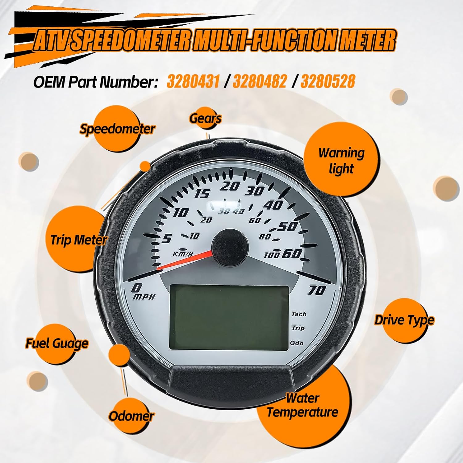 3280528 ATV Speedometer Cluster Assembly Compatible with Sportsman 400 450 500 600 700 800 ATP 500 2004-2008# 3280431 3280482