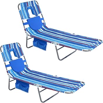 SUNNYFEEL Lay Flat Tanning Chair, Face Down Lounger, 5-Position Reclining