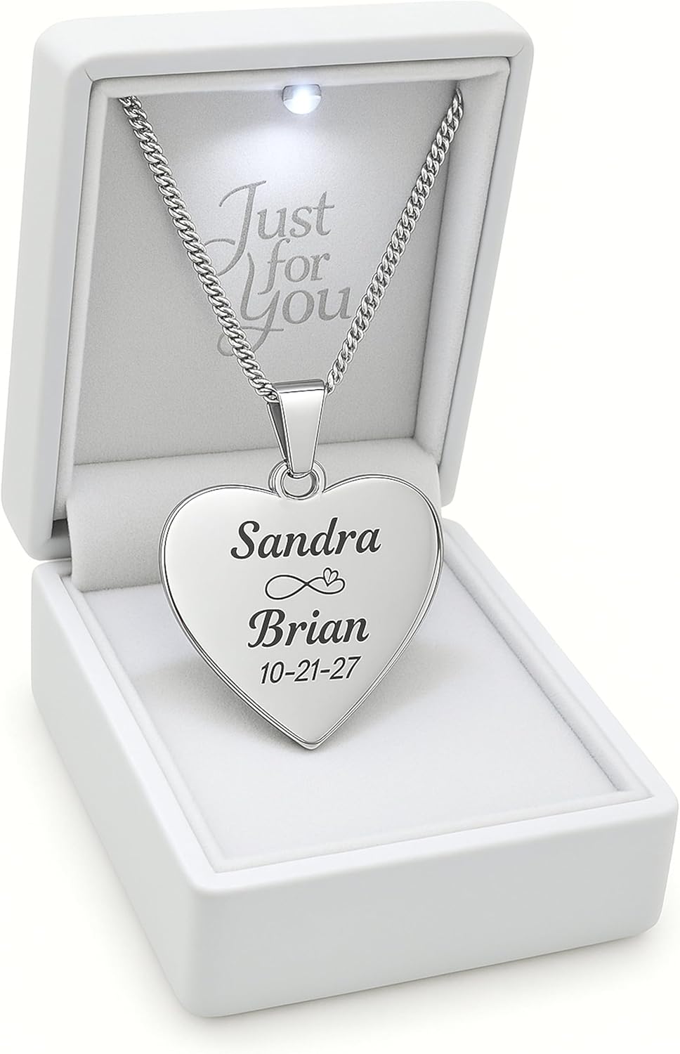 Custom Engraved Silver Heart Necklace - Personalized Heart Pendant - Valentine's Day Gift For Her - Women's Jewelry | Free Engraving - Ships from USA
