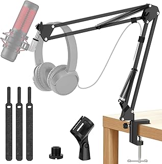 K KASONIC Microphone Stand, Adjustable Microphone Suspension Boom Scissor Arm Stand for Broadcasting Recording, Voice-Over Sound Studio, Stages, Streaming, Singing and TV Stations