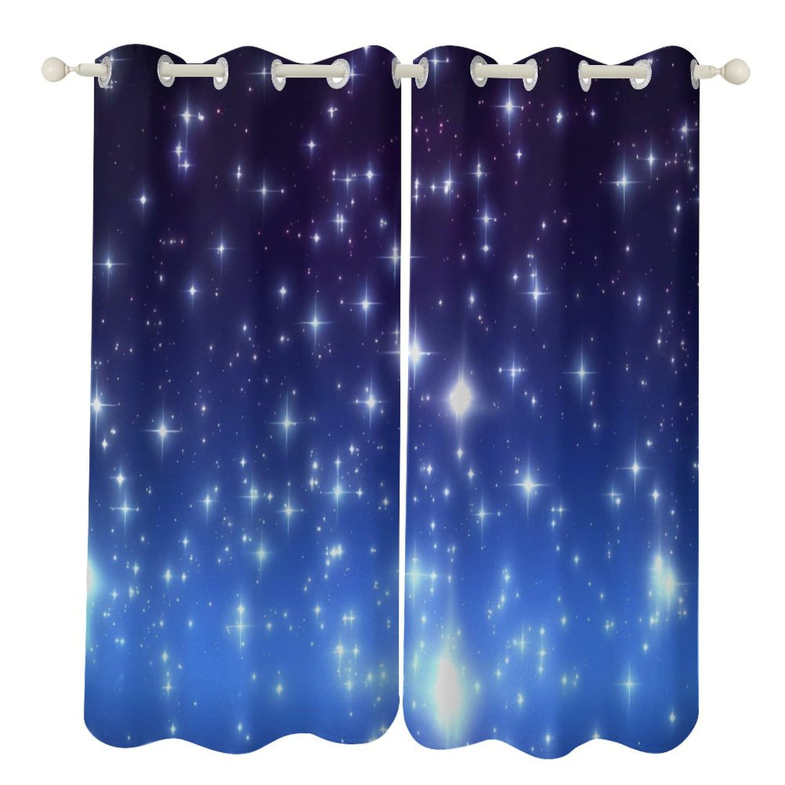 Rideau occultant 132x183 cm motif étoiles vives pour salon et chambre