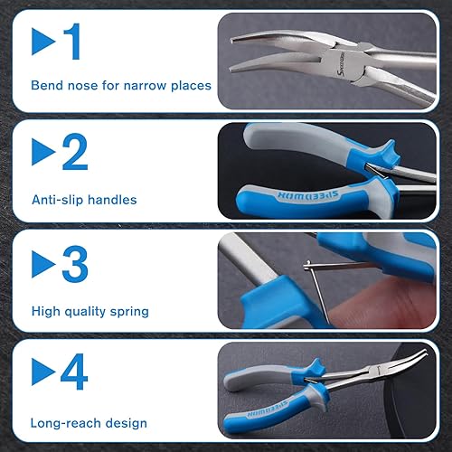 Miniatura 17 de SPEEDWOX Alicates de punta de aguja de largo alcance de 7 pulgadas, alicates de nariz delgados extra largos, mini alicates finos de alambre