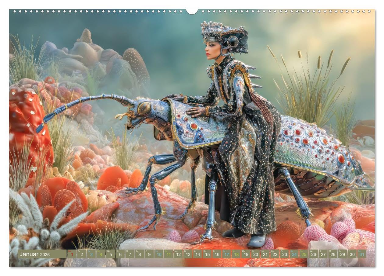 Insektenplanet - Surrealer Science-Fiction (hochwertiger Premium Wandkalender 2026 DIN A2 quer), Kunstdruck in Hochglanz: Gigantisch große surreale Insekten (CALVENDO Spass)