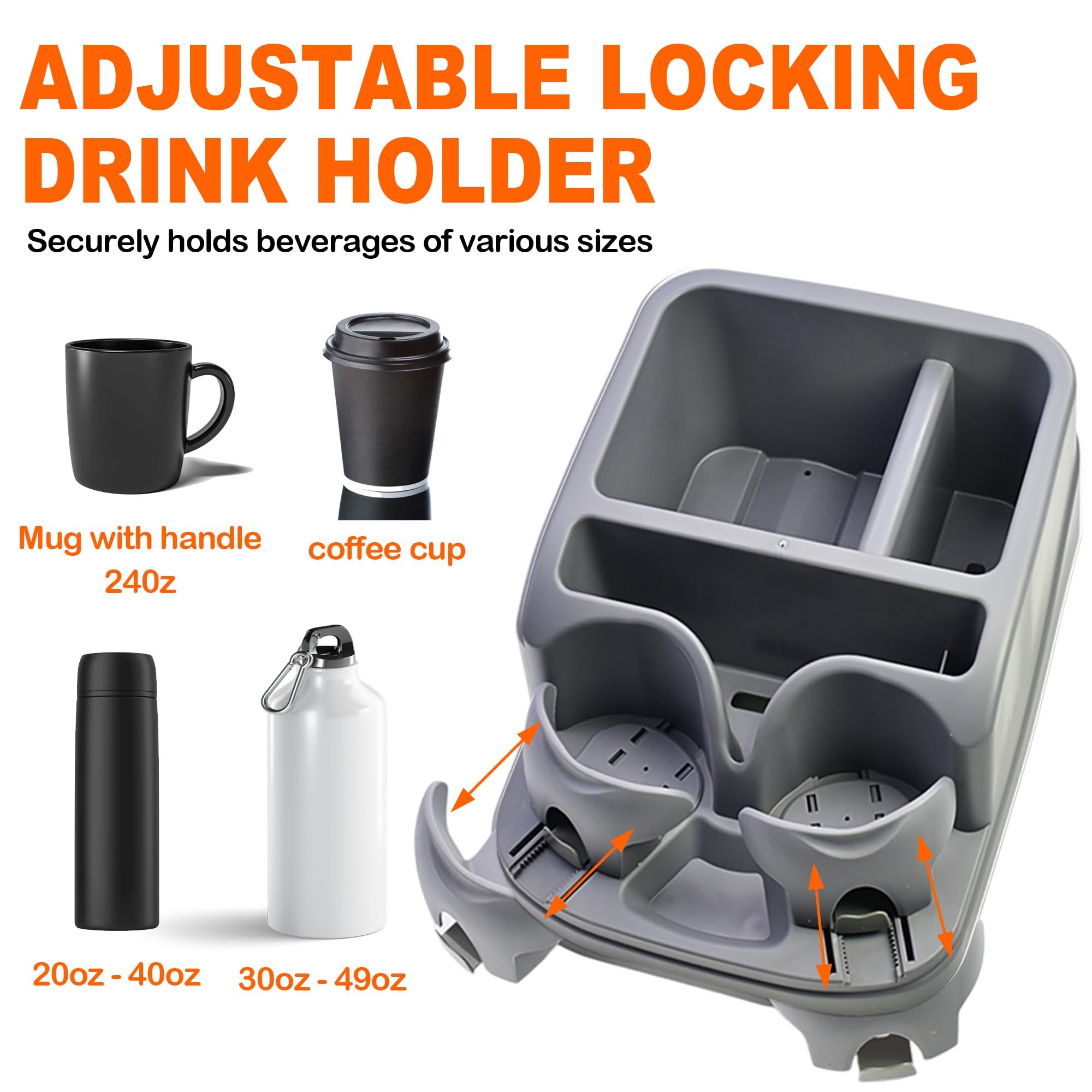 Consola Central para automóviles, Organizador de Consola Central de automóvil, Soporte para Tazas de Consola para Camiones, monovolúmenes, SUV, Organizador de vehículos (Gris)