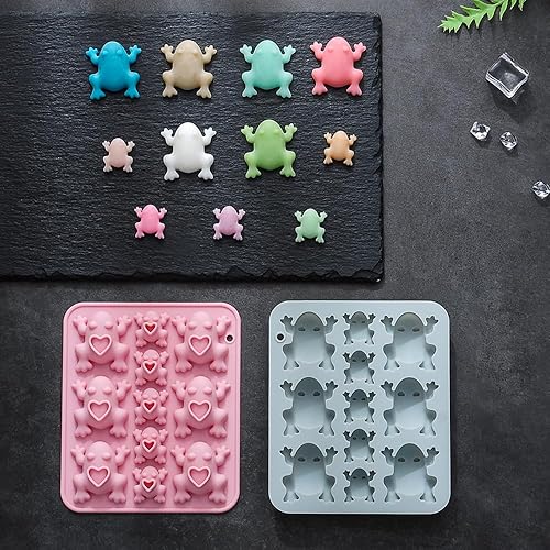 Miniatura 7 de Paquete de 2 moldes de silicona para Halloween para chocolate con forma de rana en 3D, bandeja para hornear con temática de rana, herramienta de