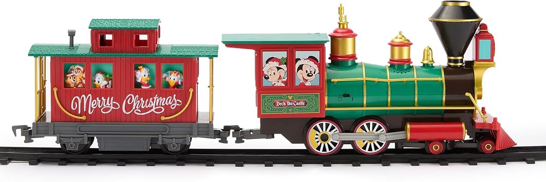 Disney Store Official Mickey Mouse & Friends Christmas Train Set - Includes Remote Control Train with 22-Piece Circular Track & 7 Festive Figures - Great for Kids who Like Building Toys & Disney Toys