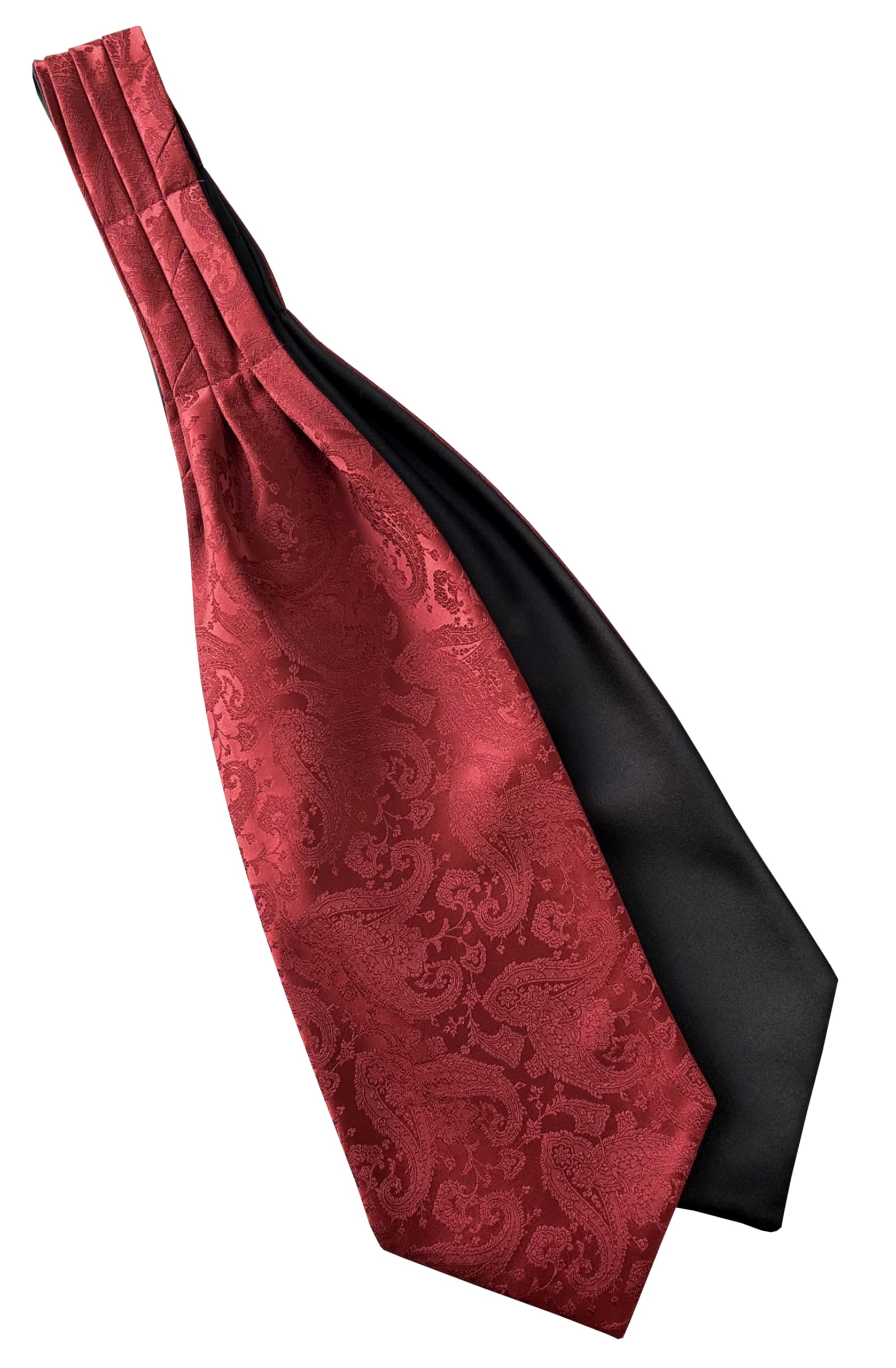 Great British Tie Club Men's Burgundy Paisley Satin Self-Tie Ascot Cravat