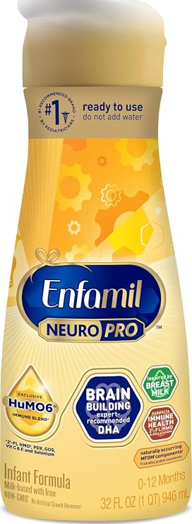 Enfamil NeuroPro Ready to Feed Baby Formula, Brain Building Duo DHA & MFGM, Exclusive Immune Supporting HuMO6 Blend, Enfamil Ready to Feed Infant Formula, 32 fl oz