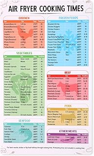 Air Fryer Magnetic Cheat Sheet, Air Fryer Recipe Cards Air Fryer Accessories Cook Conversions Chart Time & Temperature Quick Reference Guide for Cooking and Frying (White)