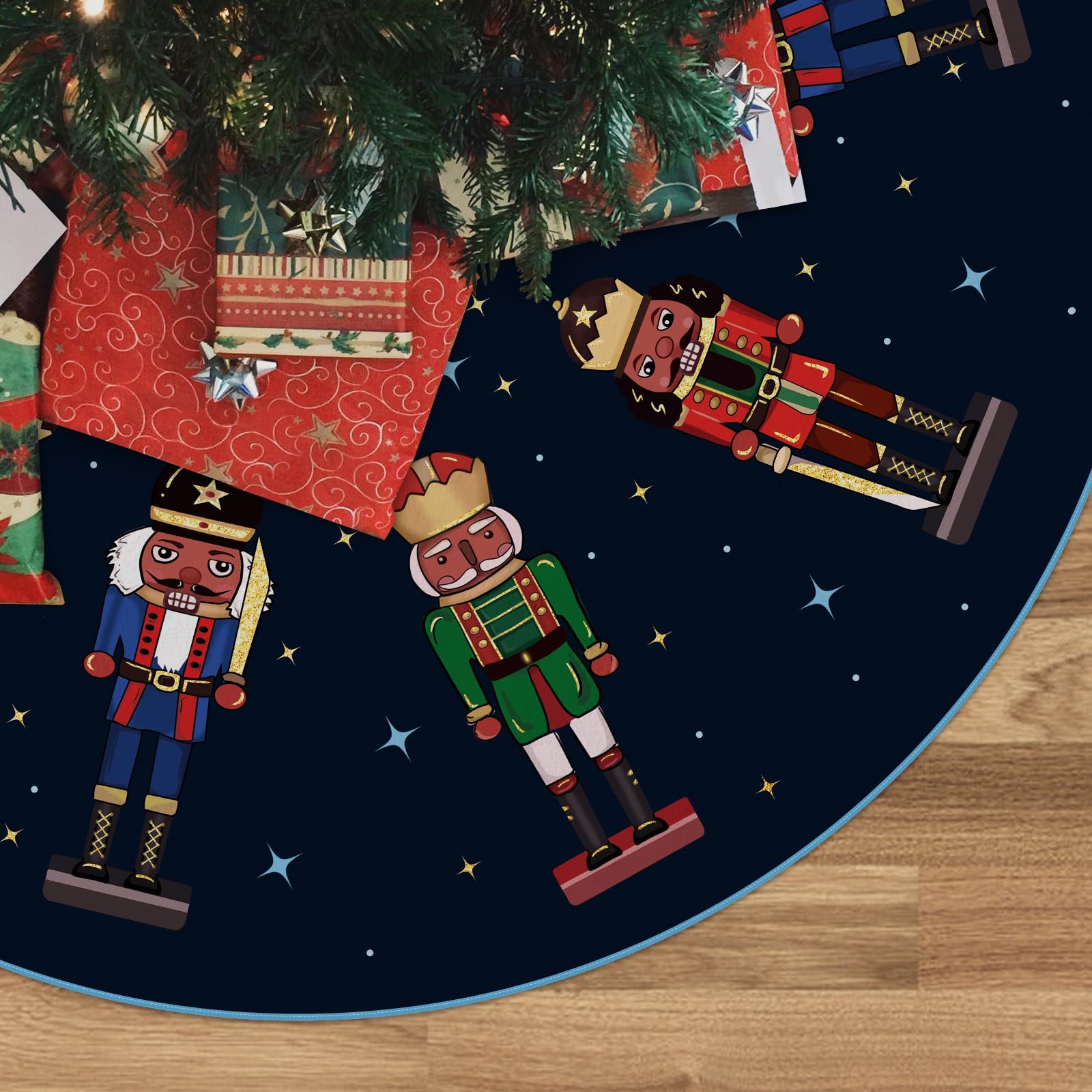 GAGEC Christmas Mini Navy Blue Tree Skirt Small Tree Skirt 18Inch Nutcracker Christmas Decor for Xmas Indoor Outdoor Decorations