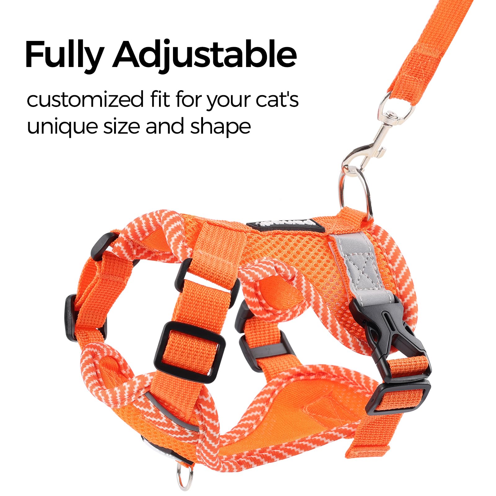 Harnais et laisse anti-fugue pour chat - Taille M - Orange