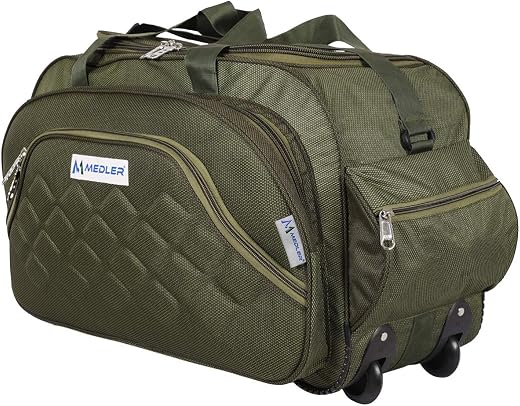 M MEDLER Duffle_PRO Nylon 55 litres Waterproof Strolley Duffle Bag- 2 Wheels - Luggage Bag - (Green)
