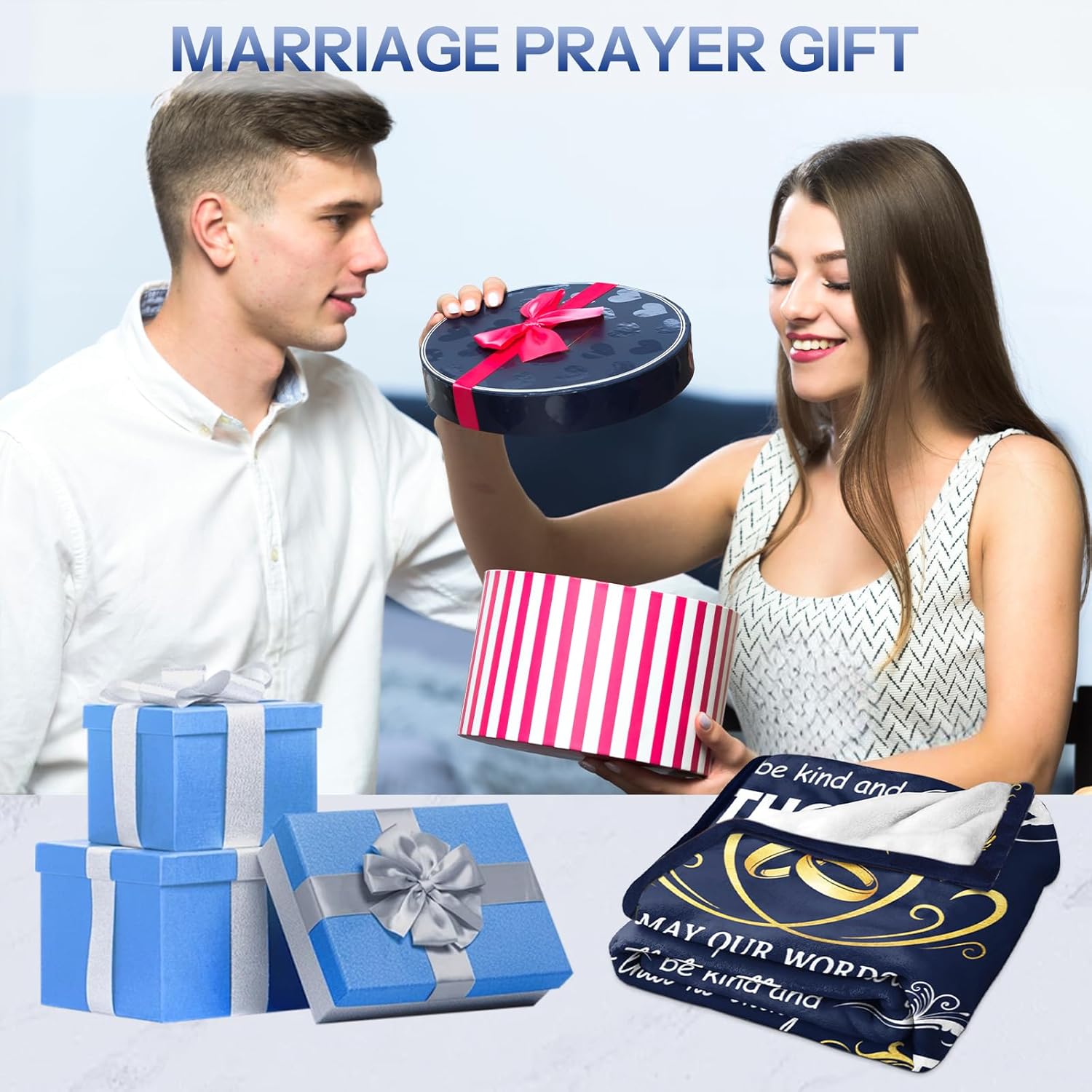 Wedding Gifts for Couples 2026, Marriage Blanket, Bride Gifts for Wedding Day Christmas Valentines Day, Wedding Gifts for Newlyweds Anniversary, Marriage Prayer Blanket, 50"x60" - Image 2