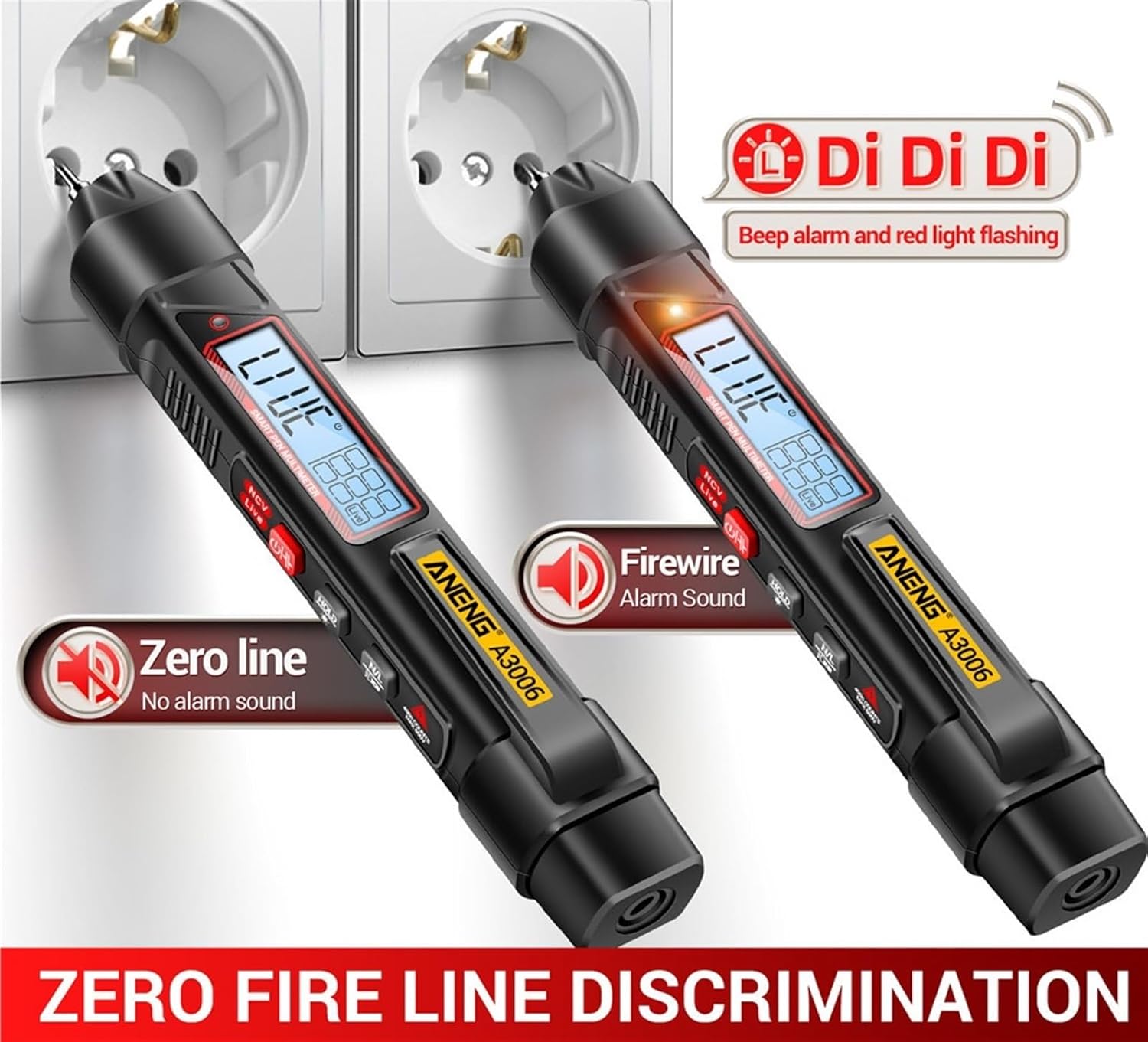 A3006 Pen Type Multimeter 4000 Counts Multifunctional AC/DC Voltage Tester Ohm Hz Zero Fire Line Detector Electric Tools(A3006)