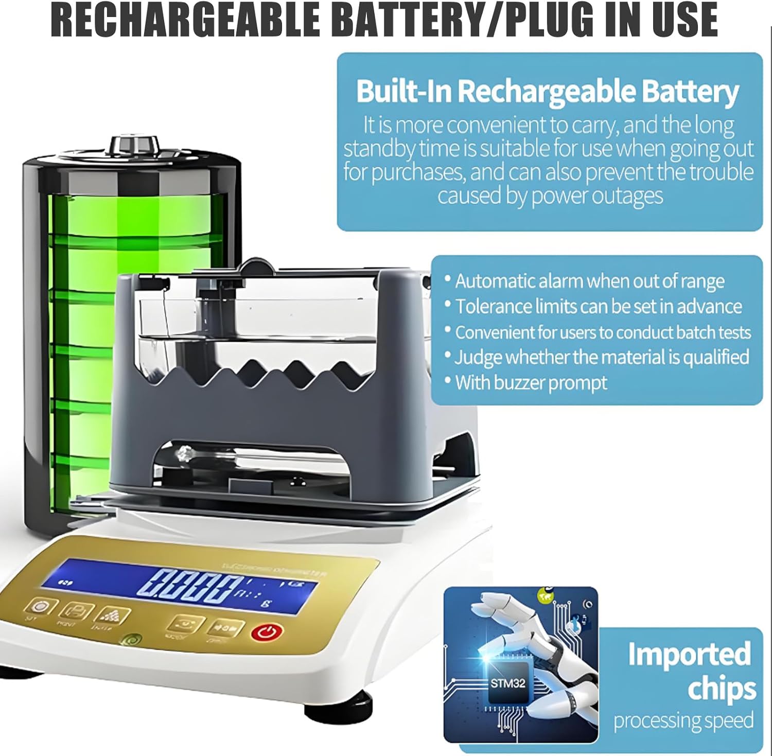 Gold Karat K Value Tester Precious Metal Purity Analyzer for Jewelry Density Meter Professional Gold Testing Machine(XF2203K)
