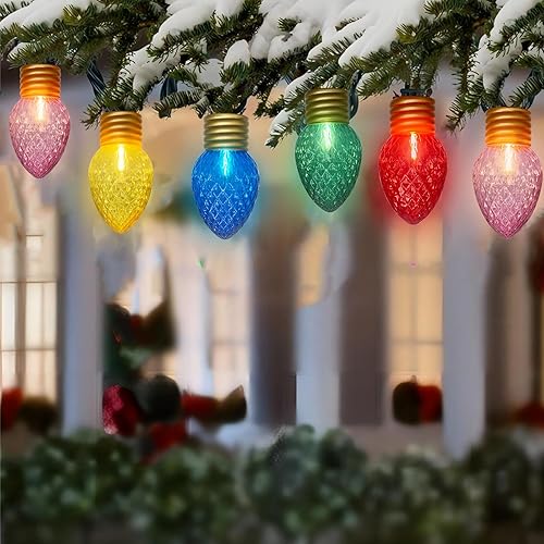 Miniatura 7 de Pallerina Cadena de luces de Navidad gigantes, 16 pies, C7, luces colgantes conectables con 10 bombillas multicolor de fresa grande para techo,
