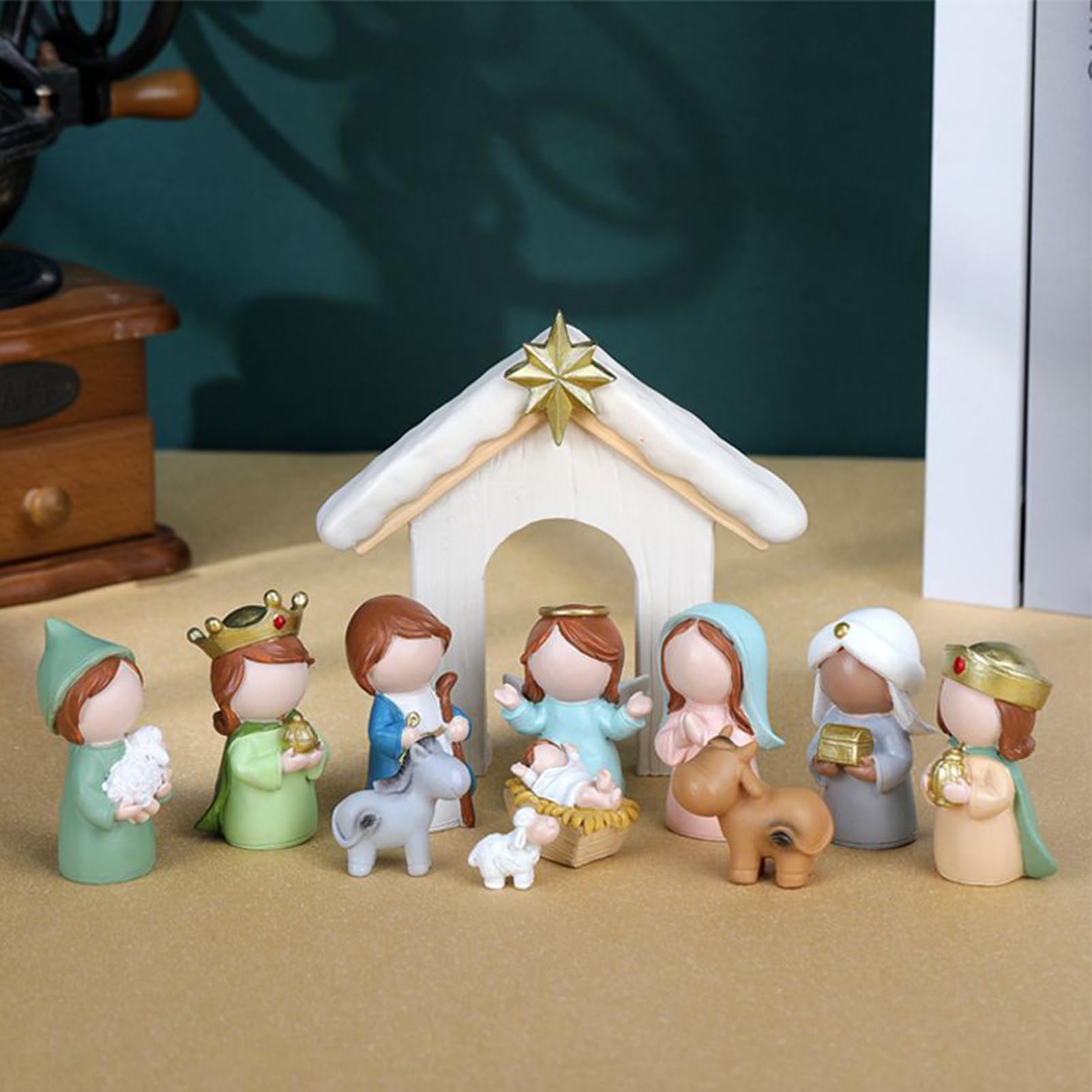 Weihnachtskrippe Set 12 Teile Harz Religiöse Krippe