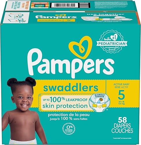 Miniatura 100 de Pañales Pampers Swaddlers, Talla 7 (11.8-22.7 kg), 70 unidades, absorbentes, mantiene al bebé seco y cómodo, pañal desechable seguro para la piel