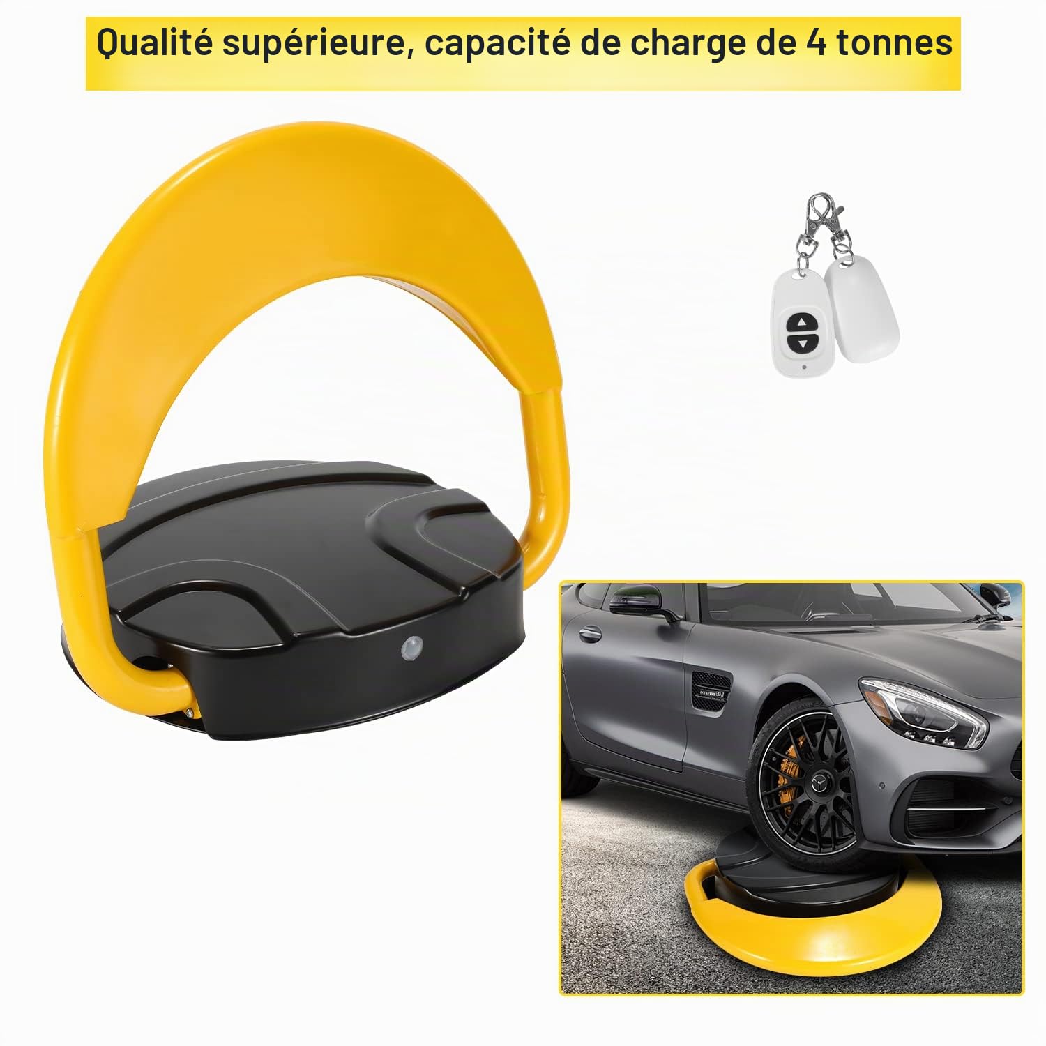Barrière de parking avec télécommande,Barrière de parking pliable avec 2 télécommandes,Borne de parking anti-collision 180°, étanche Barrière de parking automatique
