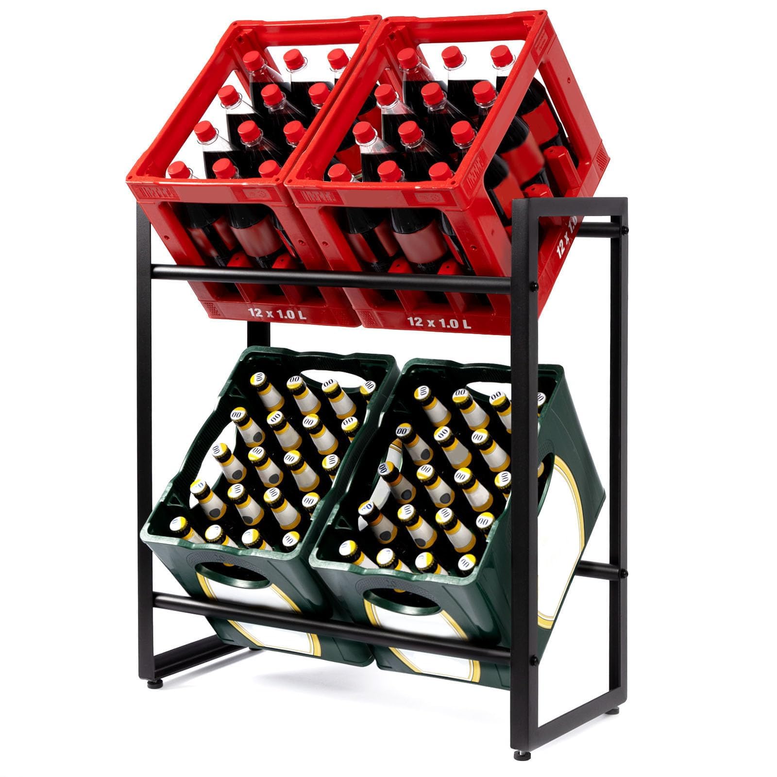 Floordirekt Getränkekistenregal für 4-6 Kisten aus Stahl, stabiles und Robustes Weinregal, Wasserkistenregal, Bierkistenregal, Kistenständer, Getränkeschrank, Getränkeregal