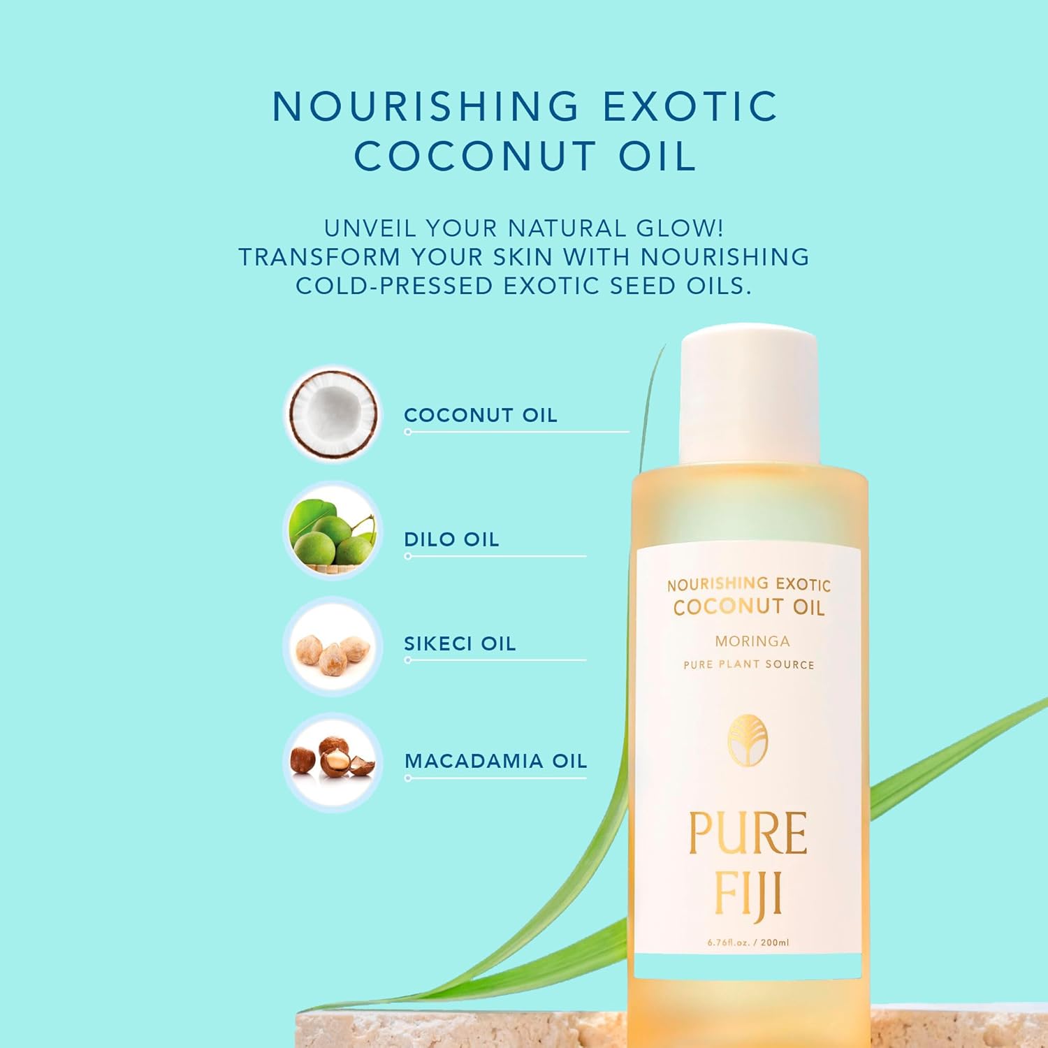 PURE FIJI Nourishing Exotic Coconut Body Oil, Moringa (7.7 fl oz/230ml) - Image 4