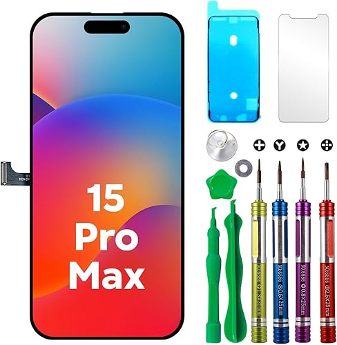 Reemplazo de pantalla LCD para iPhone 15 Pro Max de 6.7 pulgadas (modelo A2651, A2893, A2896, A2895, A2894) Pantalla táctil 3D digitalizador Asamblea
