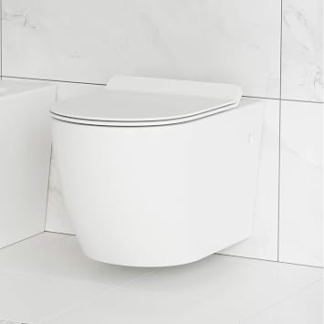 Swiss Madison Well Made Forever SM-WT449 St. Tropez Wall Hung Toilet (Glossy White) and SM-WC001W Actuator Flush Plate (White)