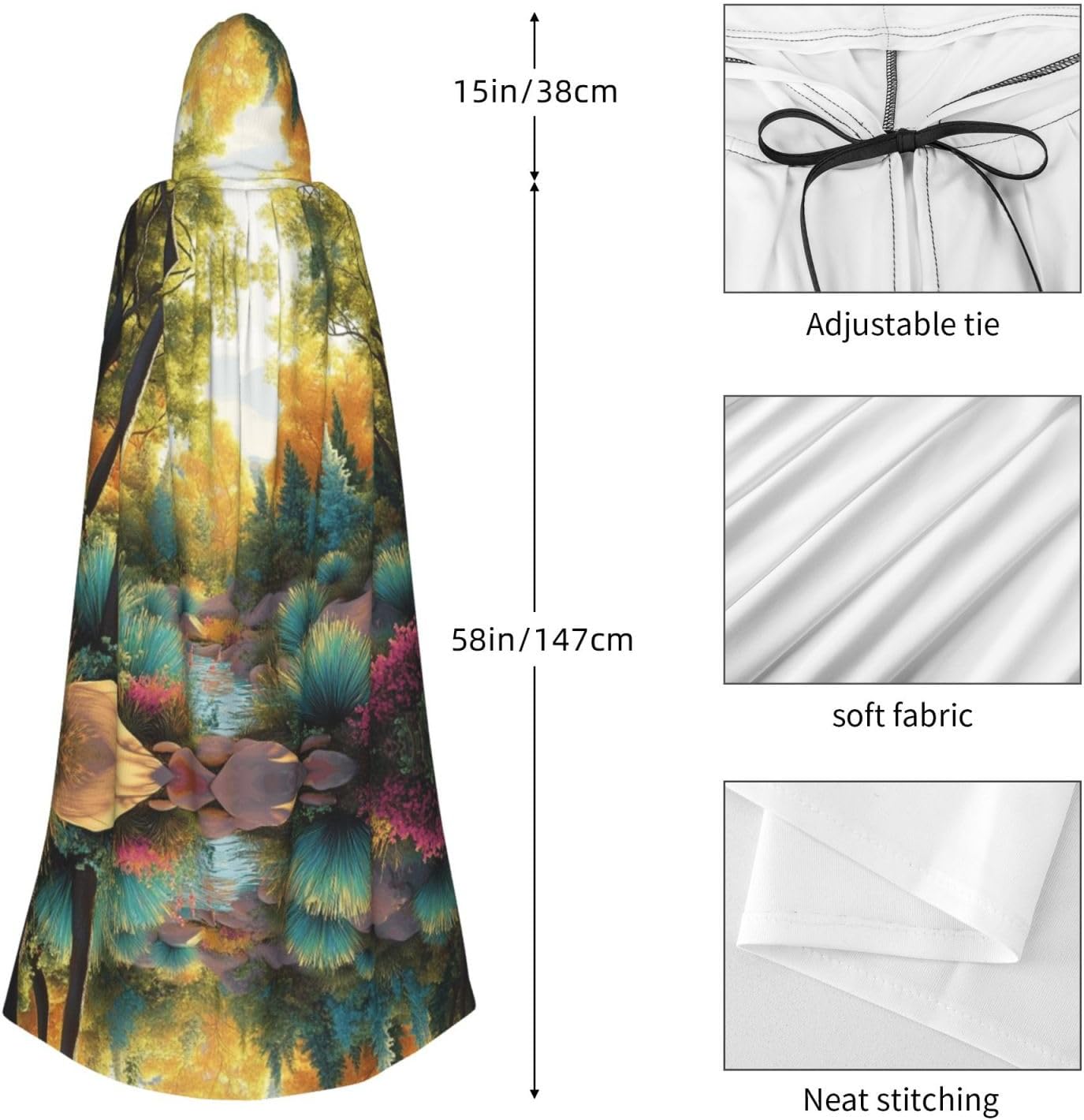 Colorful Landscape Painting Unique Darkness Poncho Shawl - Customizable Wearable Blanket for Women, Perfect Halloween Costume Accessory, Knight, Akatsuki, and More