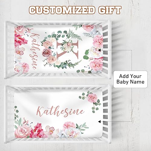 Miniatura 3 de KAINSY Sábana bajera personalizada para cuna de 2 piezas con nombre, sábanas de colchón para cuna para bebés, niños y niñas, mini sábana de cuna
