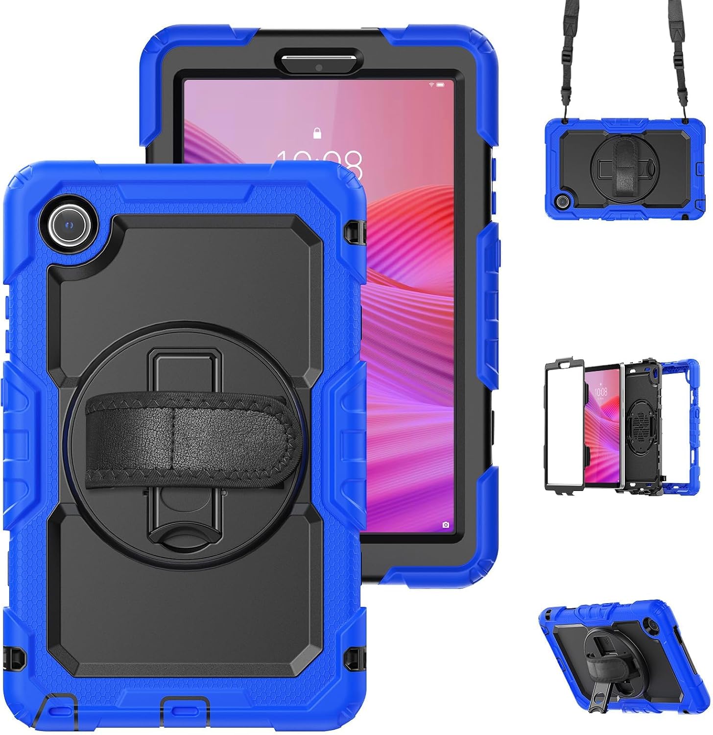 Gylint 360° Rotatable Case for Lenovo Tab One K9 8.7" with Straps, Blue Blue 8.7" / K9