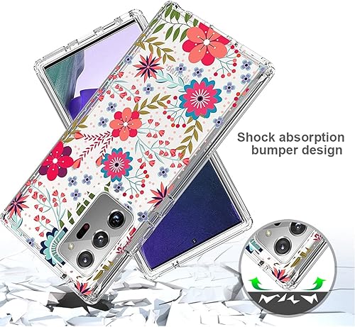 Miniatura 7 de sidande Funda para Galaxy Note 20 Ultra 5G, Samsung Note 20 Ultra, cuerpo completo, a prueba de golpes, transparente, floral, suave, flexible, funda