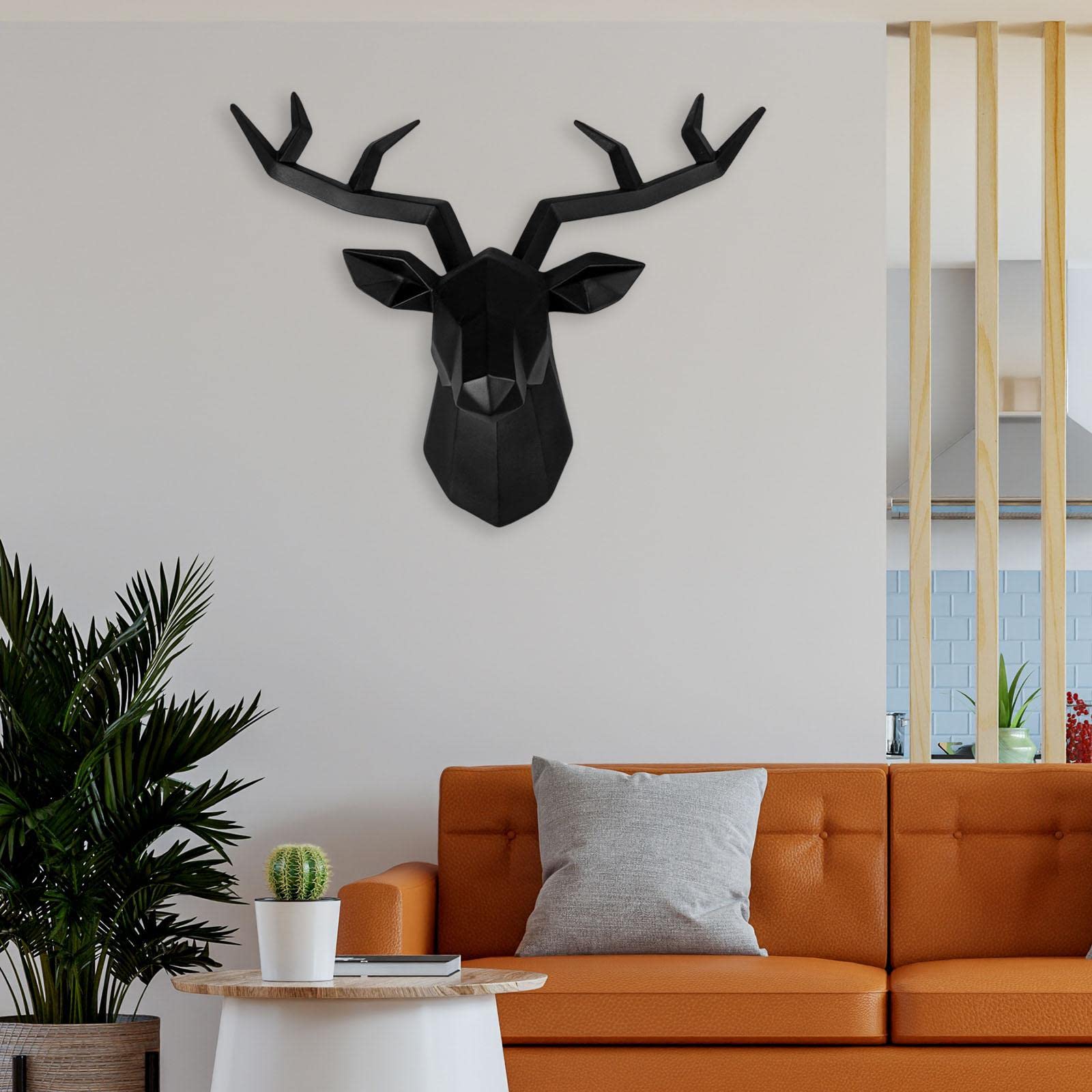 Baoblaze Statua animale in resina 3D testa di cervo statua decorativa in legno di cervo per casa, ufficio, camera da letto