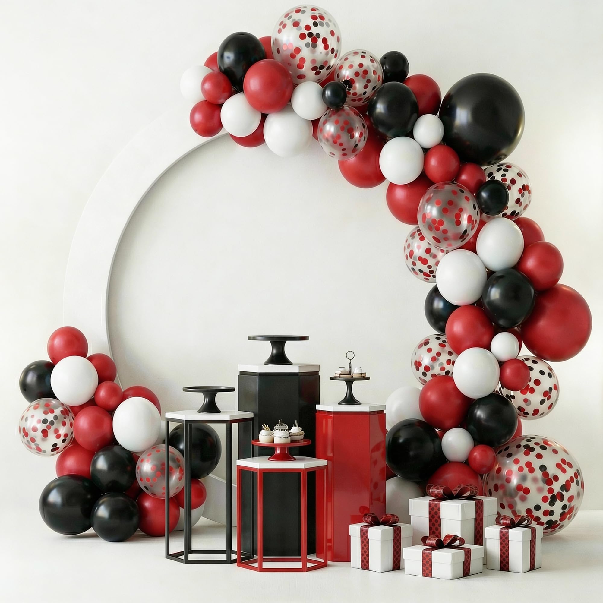 KatchOn, Graduation Decorations Class of 2025 Red and Black - Huge, Pack of 76 | Congrats Grad Banner and graduation Boxes 2025 | Red Balloon Arch Kit