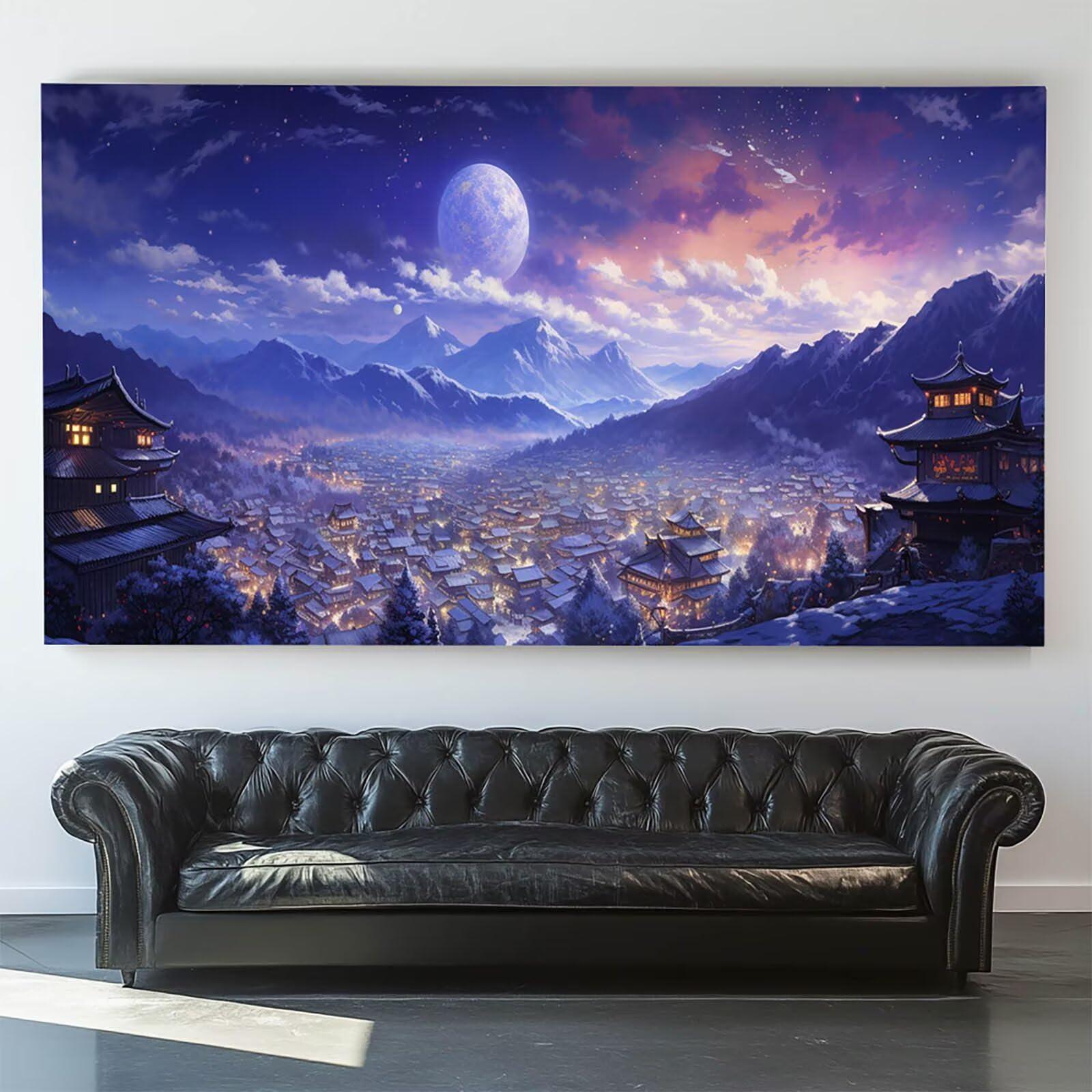 DIY Malen nach Zahlen Erwachsene Stadt Malen nach Zahlen ab 7 jahre Mädchen Berg Kreativ set für Erwachsene mit Leinwand Acrylfarben set und Pinsel, Bastelset zum Bemalen für Wanddeko 100X200cm 9w-T-E