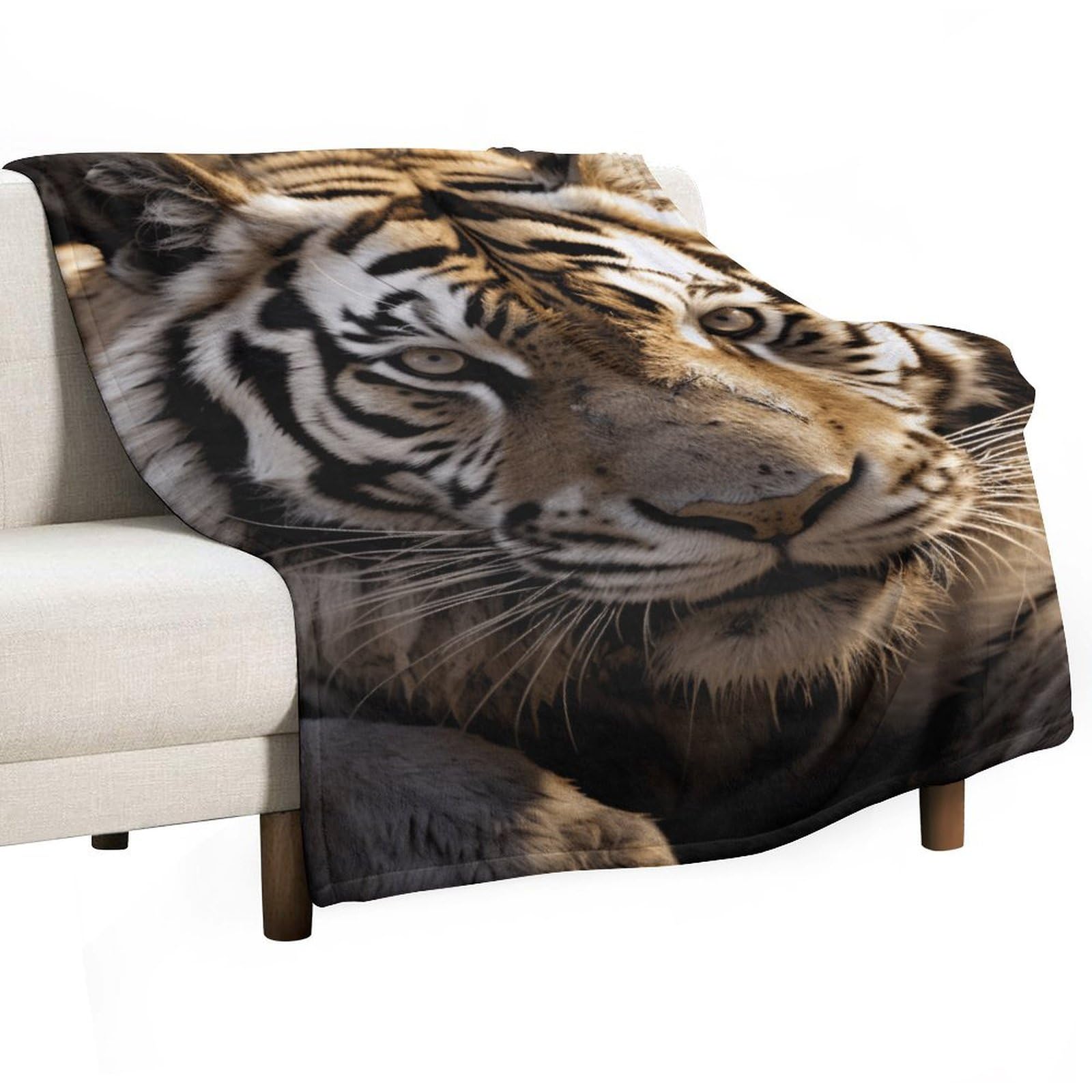Couverture tigre en flanelle anti-courants d'air plaid chaud de canapé