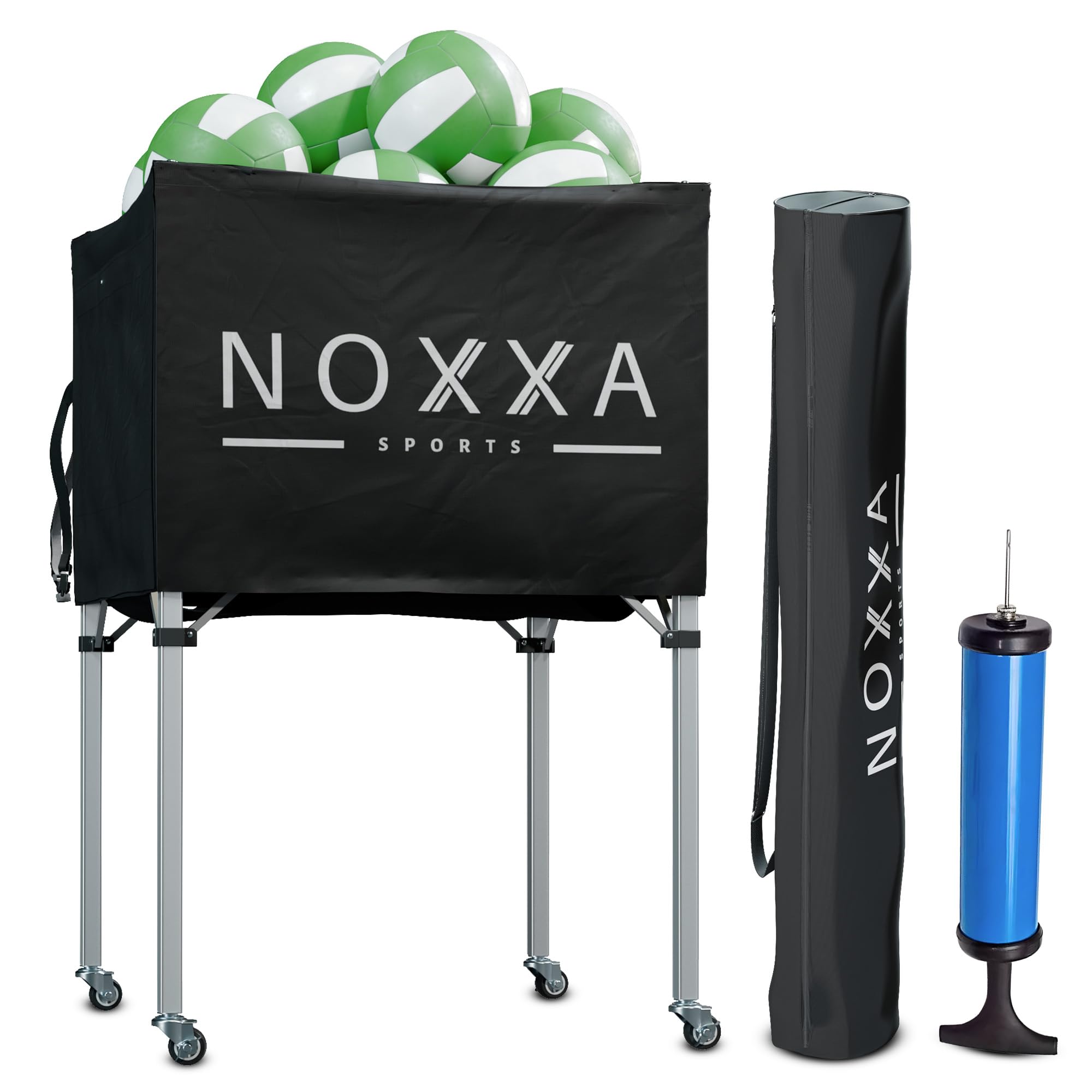NOXXA Volleyball Cart with Wheels - Portable Volleyball Ball Cart Bag on Wheels, Collapsible Sports Ball Equipment Storage Cart for Volleybal, Indoor