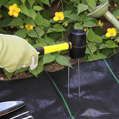 Miniatura 3 de Paquete de 50 grapas de paisaje de 6 pulgadas 11GA (0.12 pulgadas), estacas de jardín, pasadores de red para vallas, picos de suelo, cubierta de