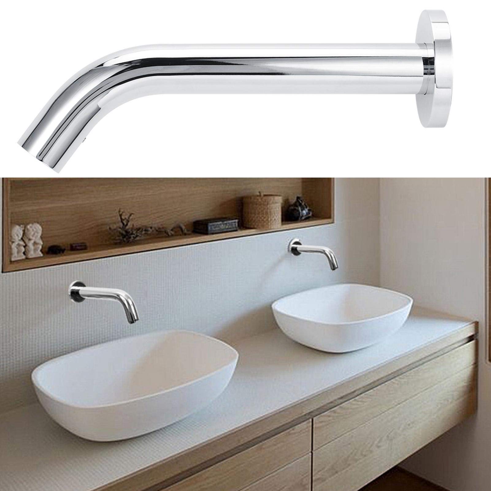 lyrlody Rubinetto del Bagno, Rubinetto del Sensore a Infrarossi a Parete, Materiale in Acciaio Inossidabile, Rubinetto Dell'innesto del Sensore, Adatto per Bagno, Hotel