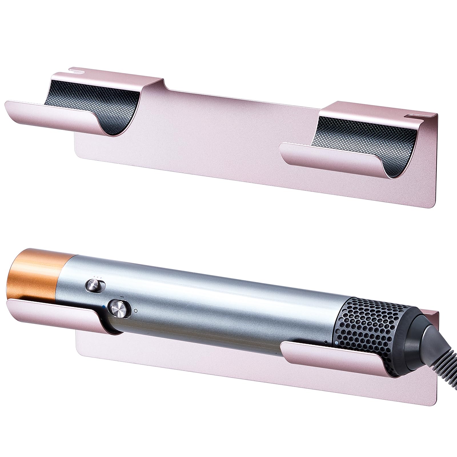 2 PCS Hair Straightener Holder Wall Mount, Adhesive Metal Hair Dryer Holder for Storage Curling Tong Straighteners Hair Brush Accessories, Hair Tool Organizer for Dressing Table Bathroom, Rose Gold