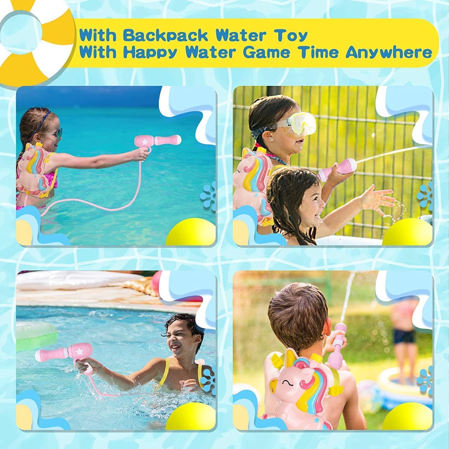 Zaino pistola ad acqua, pistola ad acqua per bambini, con serbatoio da 2000 ml, giocattolo ideale per estate, spiaggia e piscina