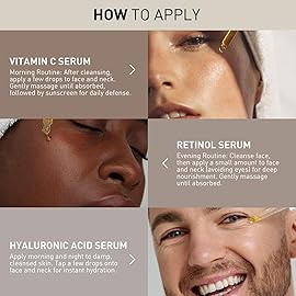 Wumal 3 Pack Face Serum Set - Includes Vitamin C, Retinol & Hyaluronic Acid - Firming, Brightening & Hydrating - Reset Your Skin Day and Night