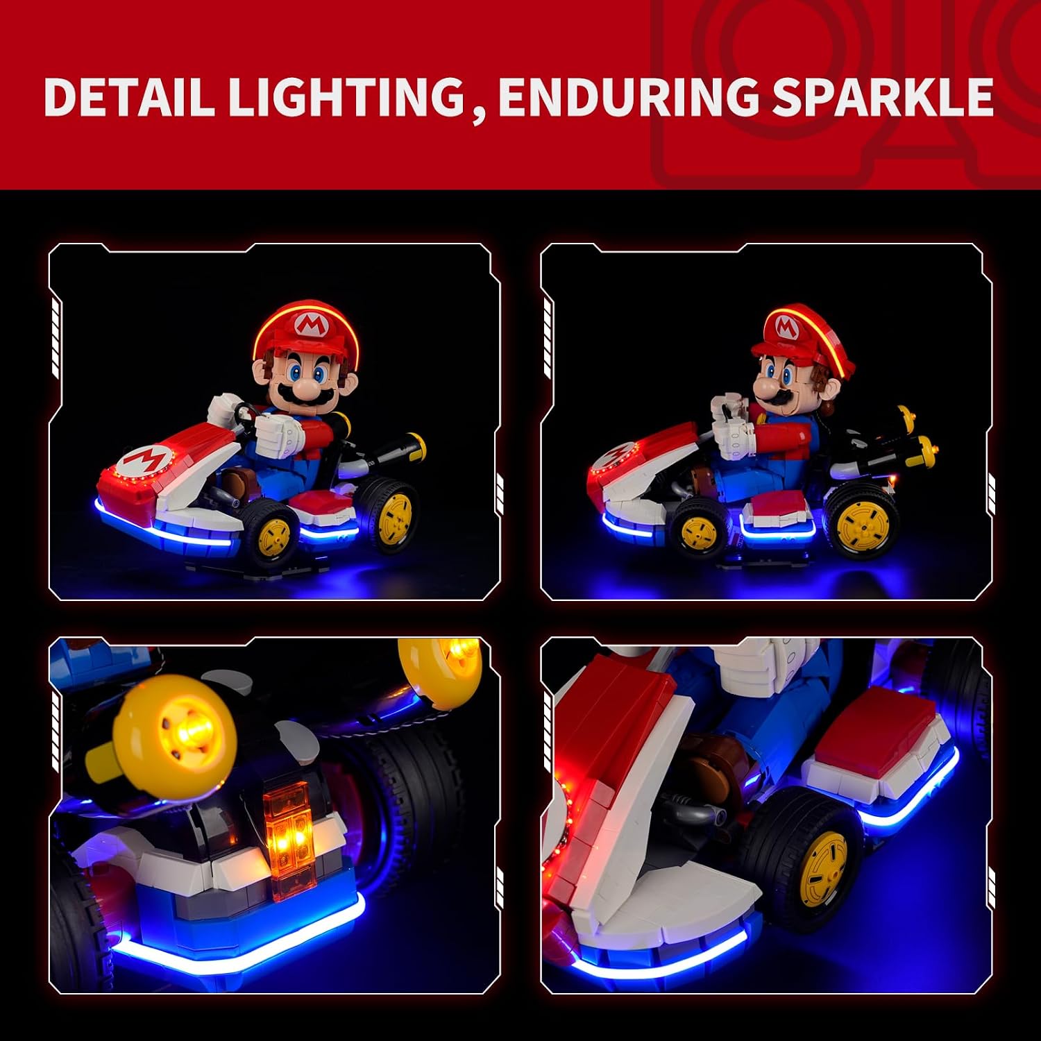 BRIKSMAX 2.0 Light Kit for Lego Mario Kart Mario & Standard Kart -Innovative Led Lighting Compatible with Lego Super Mario 72037 - Not Included Lego Set